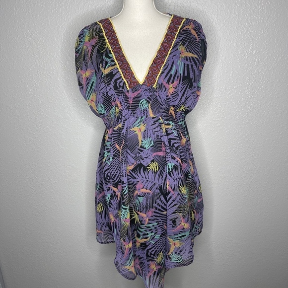 Frock and Frill Purple multi color bird swim cover‎ -up Size 12 - Picture 2 of 11
